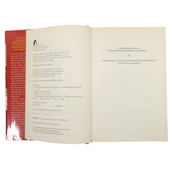 Consent To Kill Vince Flynn Hardcover Dust Jacket Novel Atria Books 2005 - Picture 6 of 10